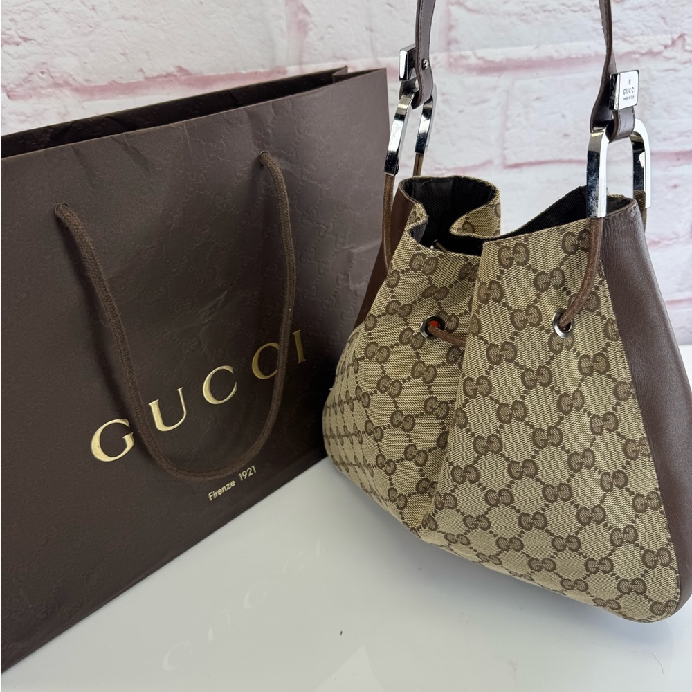 Gucci Vintage Classic GG Monogram Drawstring Shoulder Bag - Picture 16 of 16